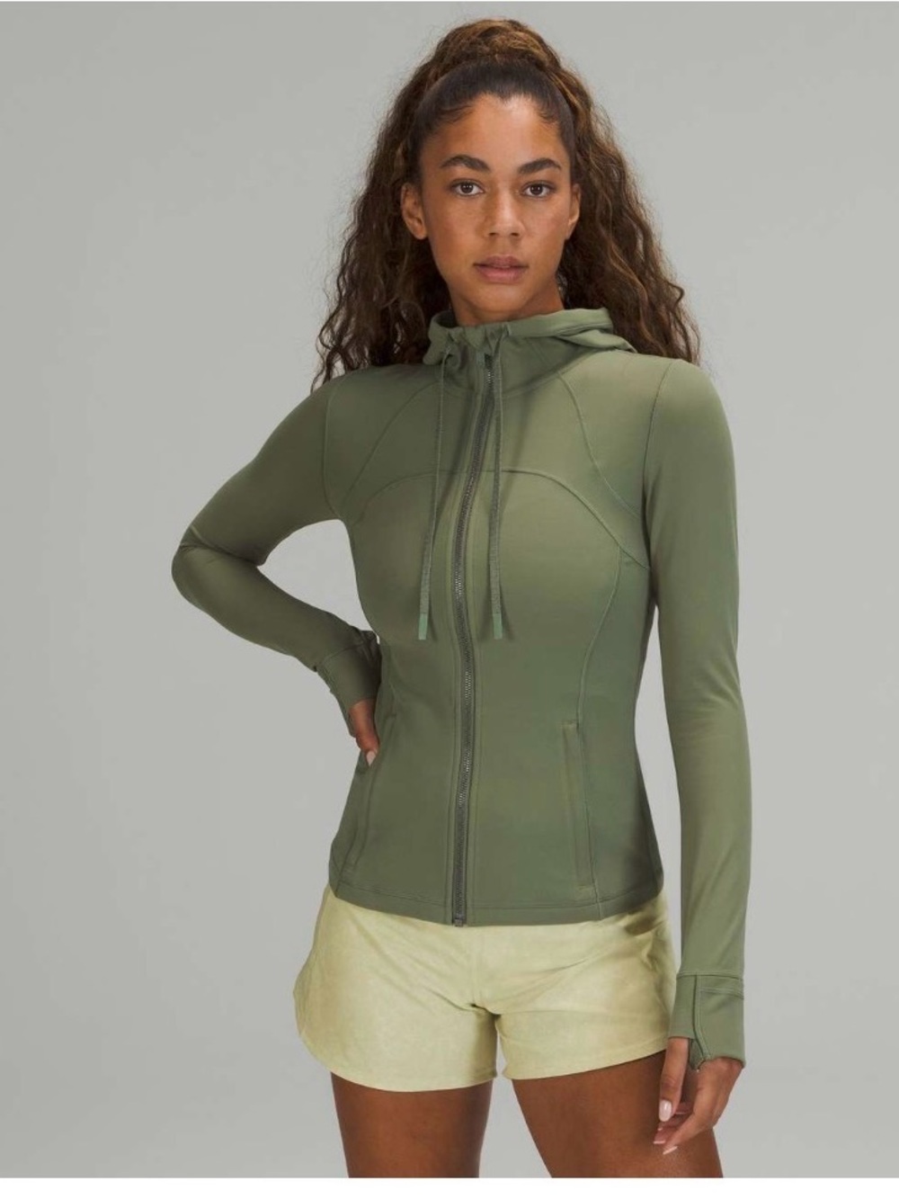 Lululemon Hooded Define Jacket *Nulu, Green Twill, Size 4